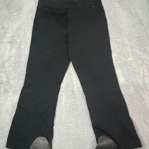 Vintage 80s Roffe Black Ski Pants Reinforced Cuffs Mens Retro‎ Snow Bib Trousers